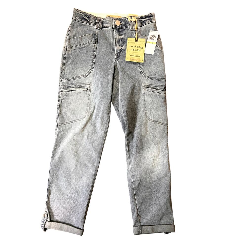 Democracy High Rise Utility Cuffed Jeans, Light Blue Jeans, 4
